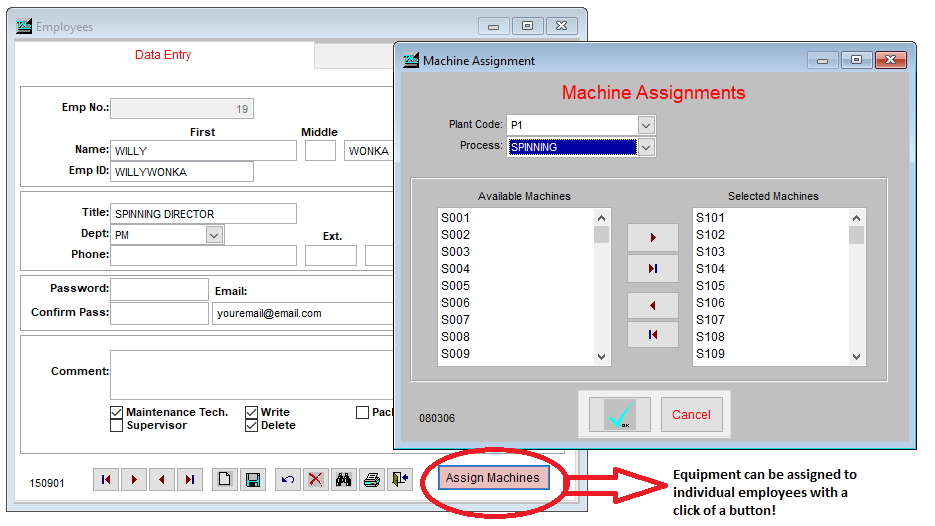 TechWare MainTrac - Machine assignments